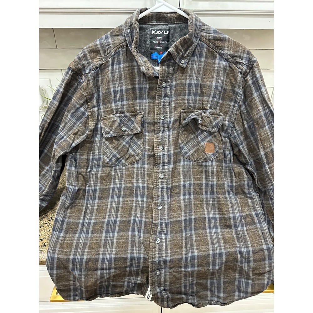 kavu plaid flannel long sleeve boy's xl